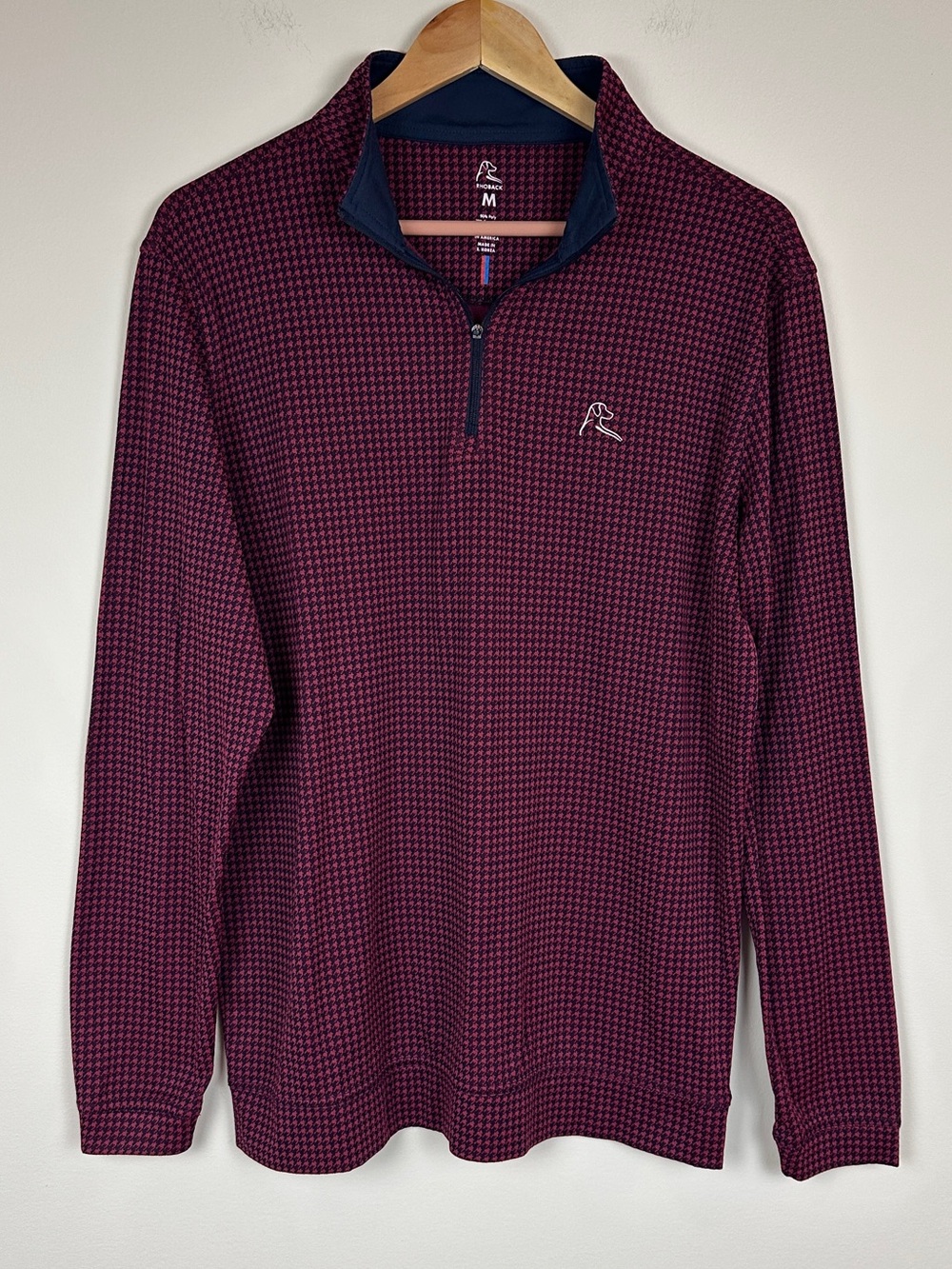 Rhoback Half Zip Houndstooth Pullover Sz M